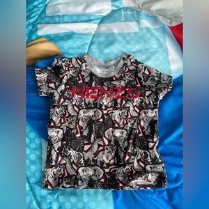Kenzo Kids T-Shirt with Animal Print - Black, Red, and Gray